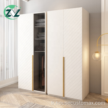 Armoire Porte Verre Blanc Minimaliste Grande Capacité En Bois